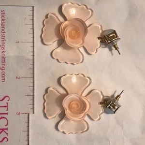 Pink resin orchid drop earrings